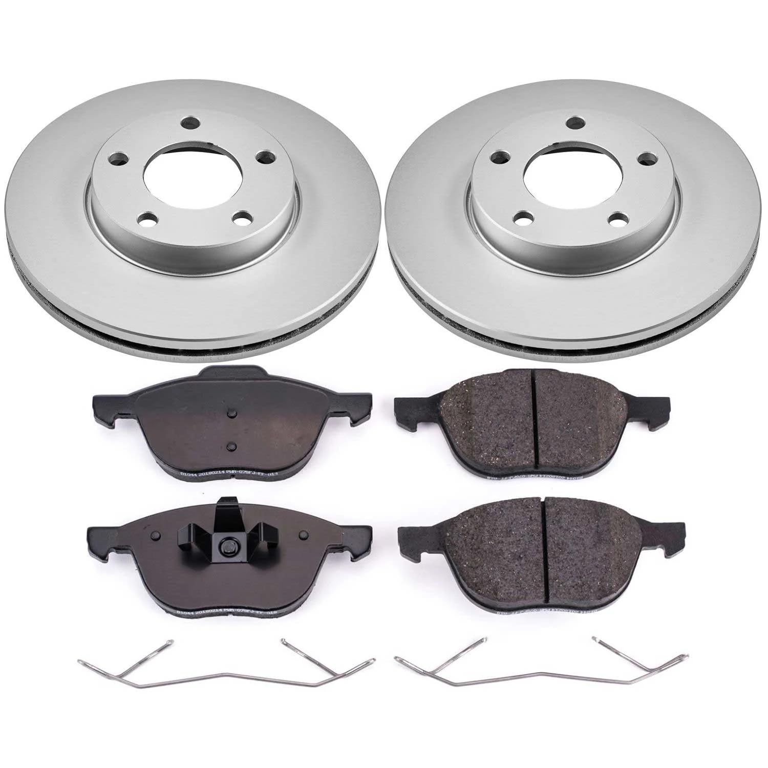 Power Stop Coated Brake Rotor CRK120 & Ceramic Brake Pads- front For Mazda 3 2004-2013 [Model Specific]