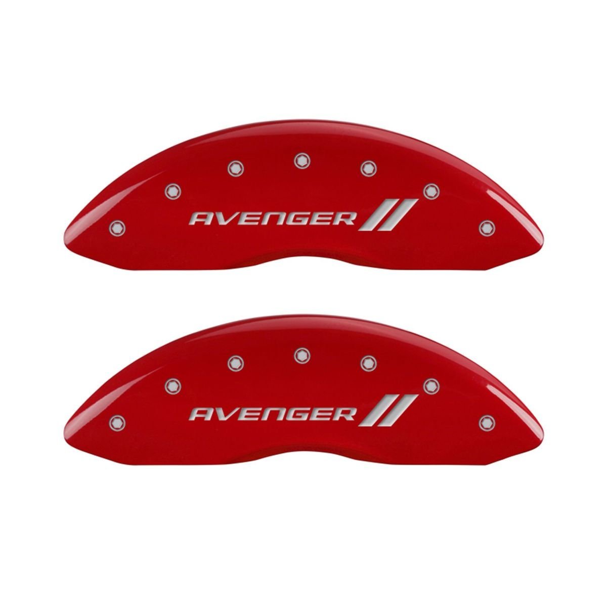 MGP Caliper Covers 'Avenger ll' 12192SAV1RD Engraved Caliper Cover with Red Powder Coat Finish and Silver Characters, (Set of 4)