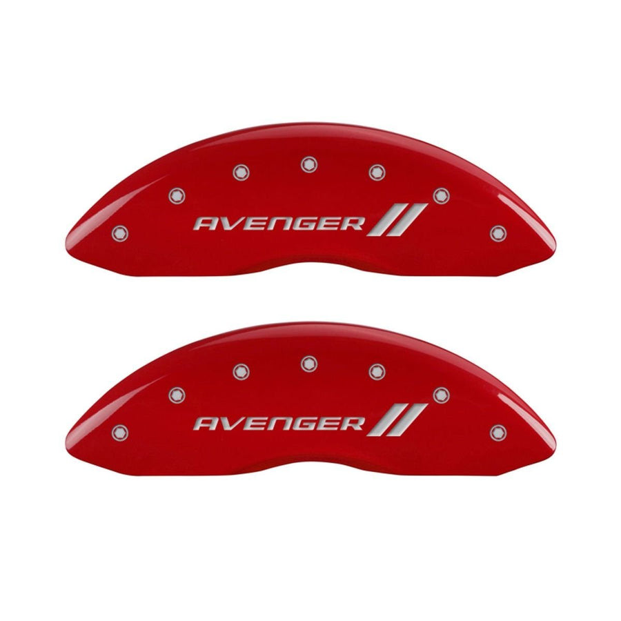 MGP Caliper Covers 'Avenger ll' 12192SAV1RD Engraved Caliper Cover with Red Powder Coat Finish and Silver Characters, (Set of 4)