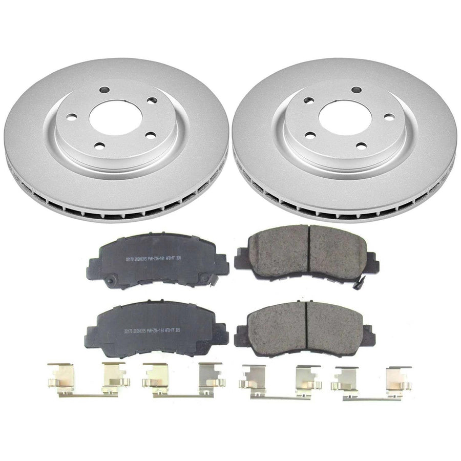 Power Stop Z17 CRK8424, Front Coated Rotor Kit-Coated Brake Rotors, Ceramic Brake Pads For Mitsubishi Eclipse Cross 2018-2020 [Model Specific]