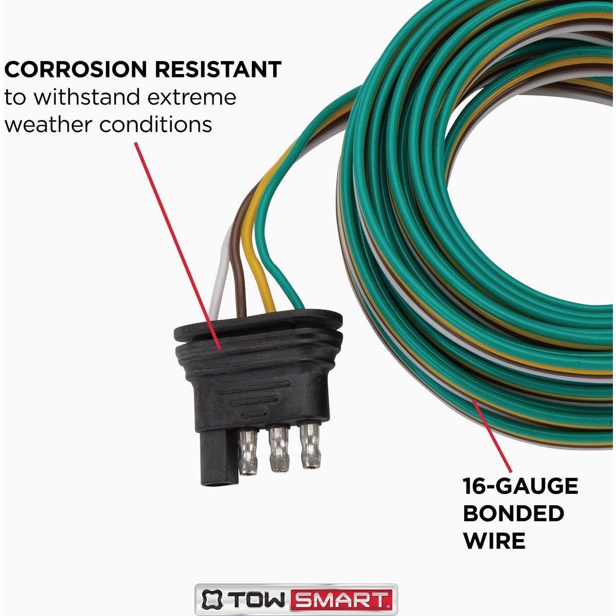 24 ft. TOWSMART Trailer End 4-Way Flat Trailer Light Wiring Connector
