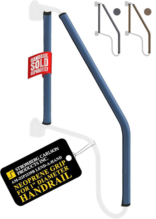 Stromberg Carlson Lend-A-Hand AM-ZIP2239B Zip Grip - RV Handrail Neoprene Grip Cover with Nylon Zipper - Machine Washable - Fits AM-533 Extended Assist Rail - Set of 22 & 39" (Blue)