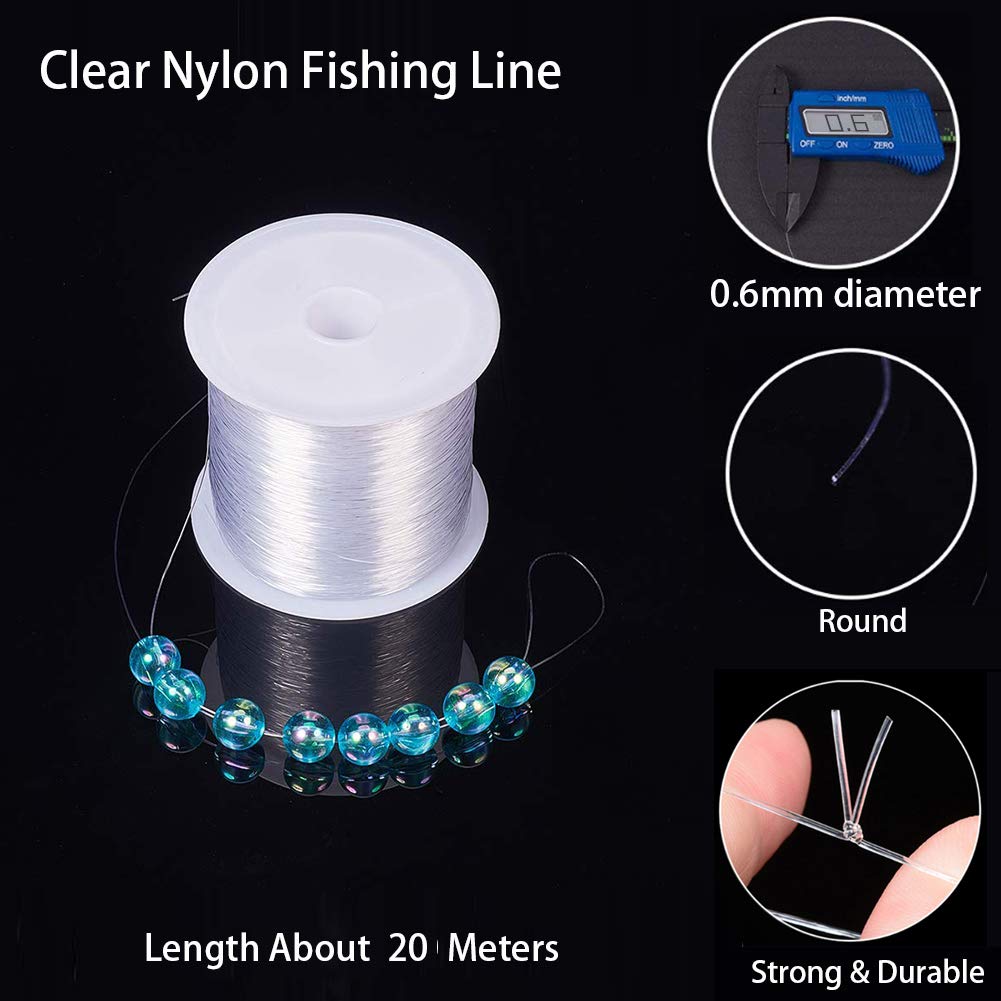 1 Roll JEWELEADER 20 Yards Clear Nylon Thread Fishing Line 0.6mm Invisible String Cord for Beading Gemstone Jewelry Making Craft Bracelet Hanging Decoration Sewing Quilting Hair Weaving