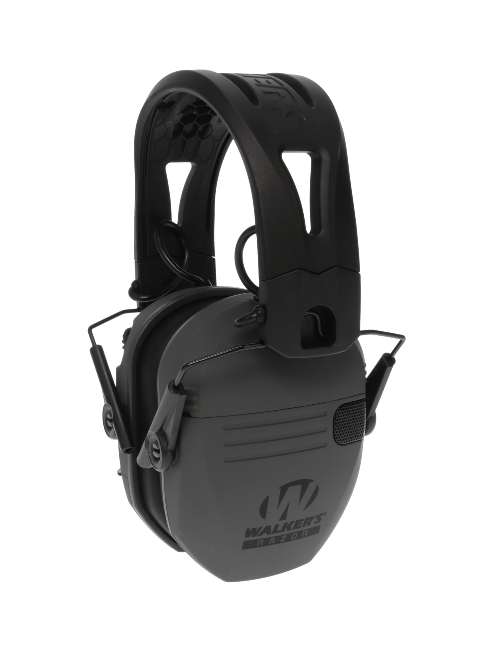 Razor Walker's Tacti-Grip Earmuffs- Battleship Grey, High Performance Silicone Composite Slip Free Headband- Natural Sound Clarity Full Dynamic Range 23NRR