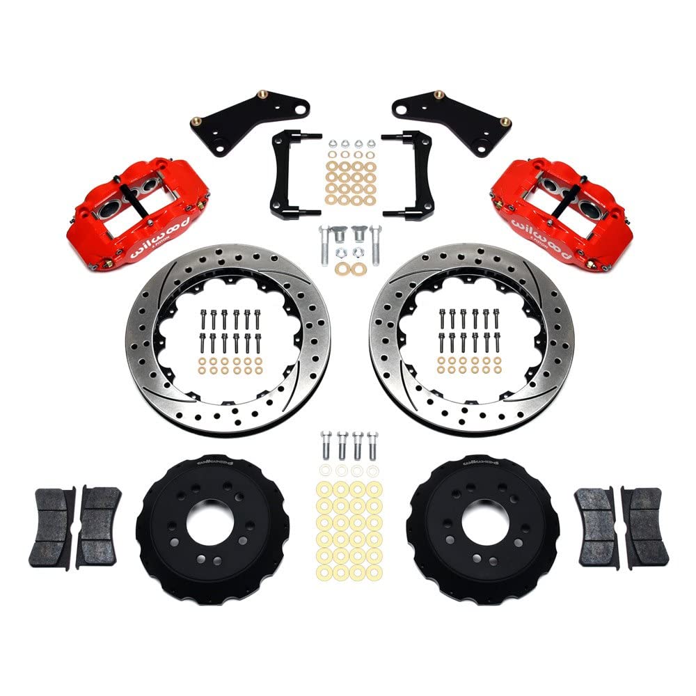140-10616-DR WILWOOD FNSL6R Front Hat Kit, 13.06", Drill, Red 65-82 Corvette C2/C3