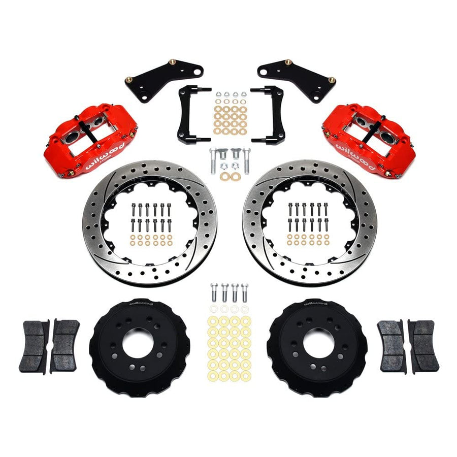 140-10616-DR WILWOOD FNSL6R Front Hat Kit, 13.06", Drill, Red 65-82 Corvette C2/C3