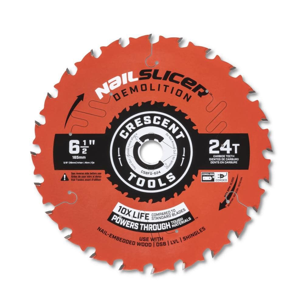 Apex Crescent Circular Saw Blade 6 1/2'' X 24 Tooth Nailslicer Demolition