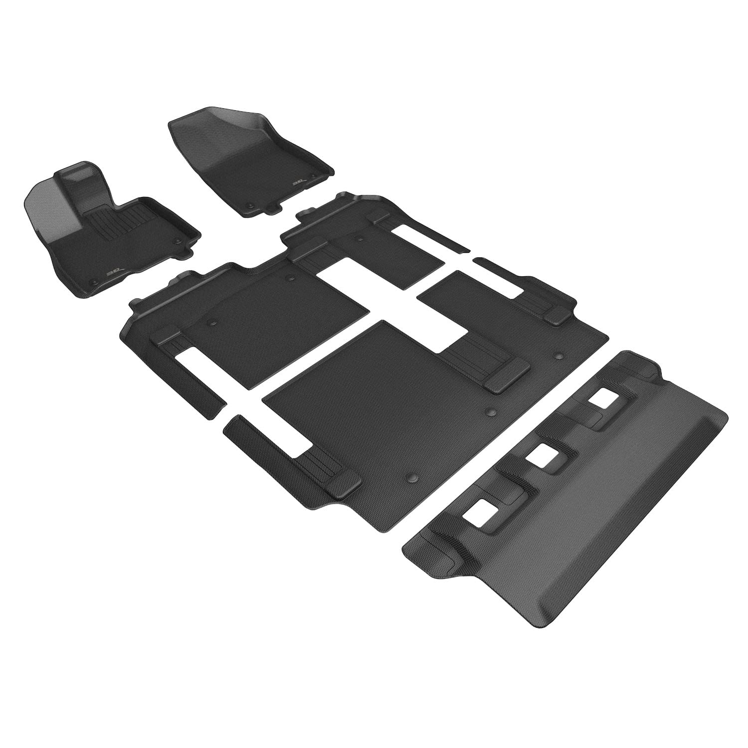 Kagu Floor Mat (Black) 3D MAXpider Custom Fit Compatible with Toyota Sienna 8-Seat 2021-2026 - Full Set