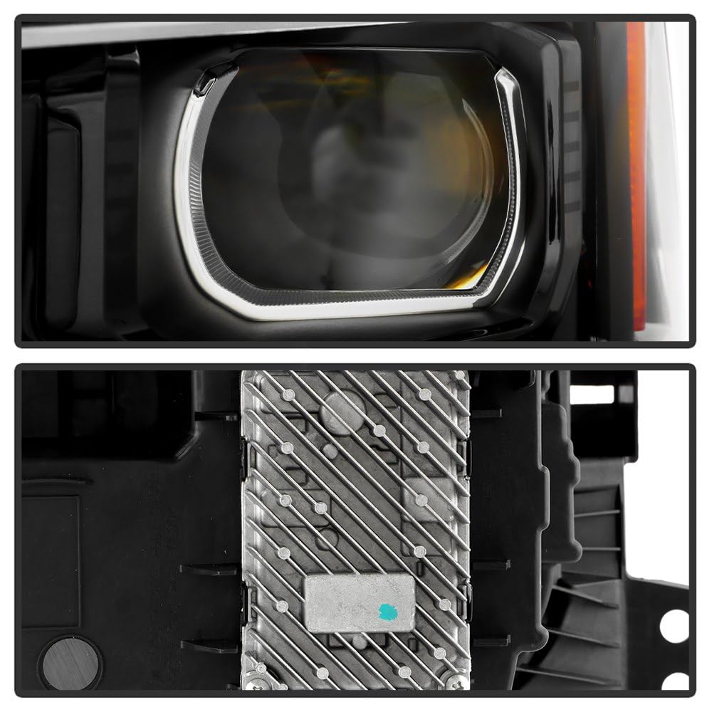 Chevy Silverado 22-24 1500 (ZR2 White LED DRL) Spyder LED Reflector (high Intensity) with LED Signature Curtain DRL and White Tracer Animation Black Bezel Headlight - OE Black Left