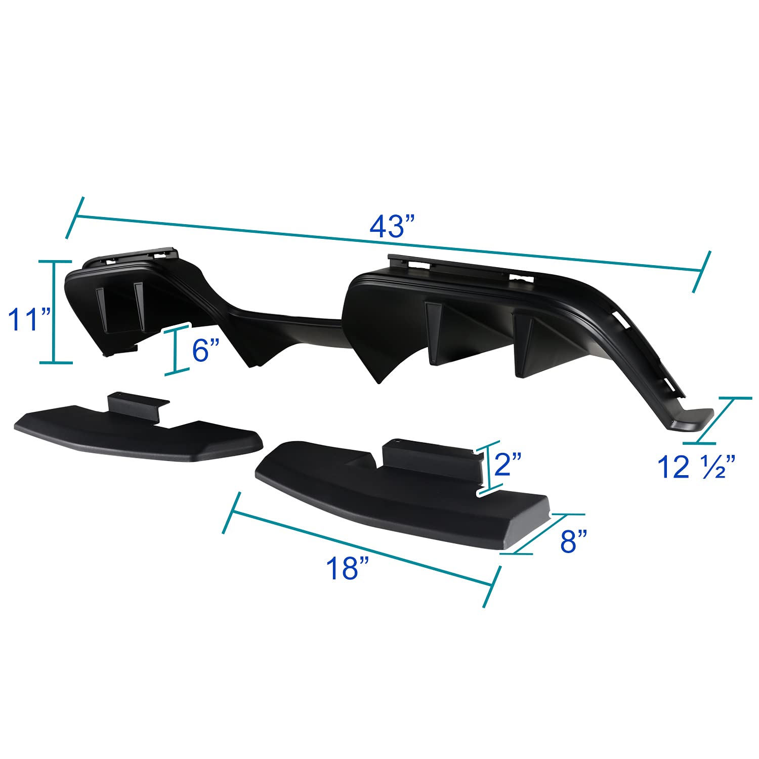 R Style Spec-D Tuning Rear Bumper Diffuser w/Side Valances Panel Compatible with 2015-2017 Ford Mustang
