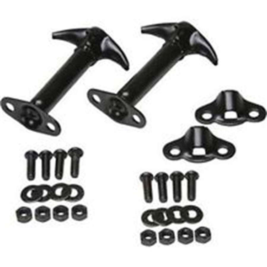 Hood Catch Kit RAMPAGE PRODUCTS for Jeep Wrangler/CJ | Pair, Steel, Black | 7601 | Fits 1945-1949 Jeep CJ2A / 1954-1983 Jeep CJ5 / 1976-1986 Jeep CJ7 / 1942-1945 Willys / 1987-1995 Wrangler YJ