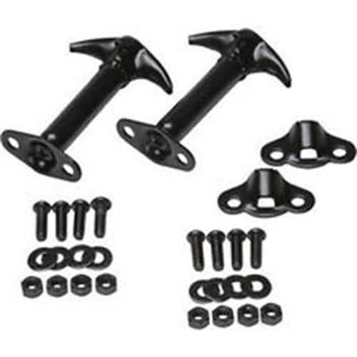 Hood Catch Kit RAMPAGE PRODUCTS for Jeep Wrangler/CJ | Pair, Steel, Black | 7601 | Fits 1945-1949 Jeep CJ2A / 1954-1983 Jeep CJ5 / 1976-1986 Jeep CJ7 / 1942-1945 Willys / 1987-1995 Wrangler YJ