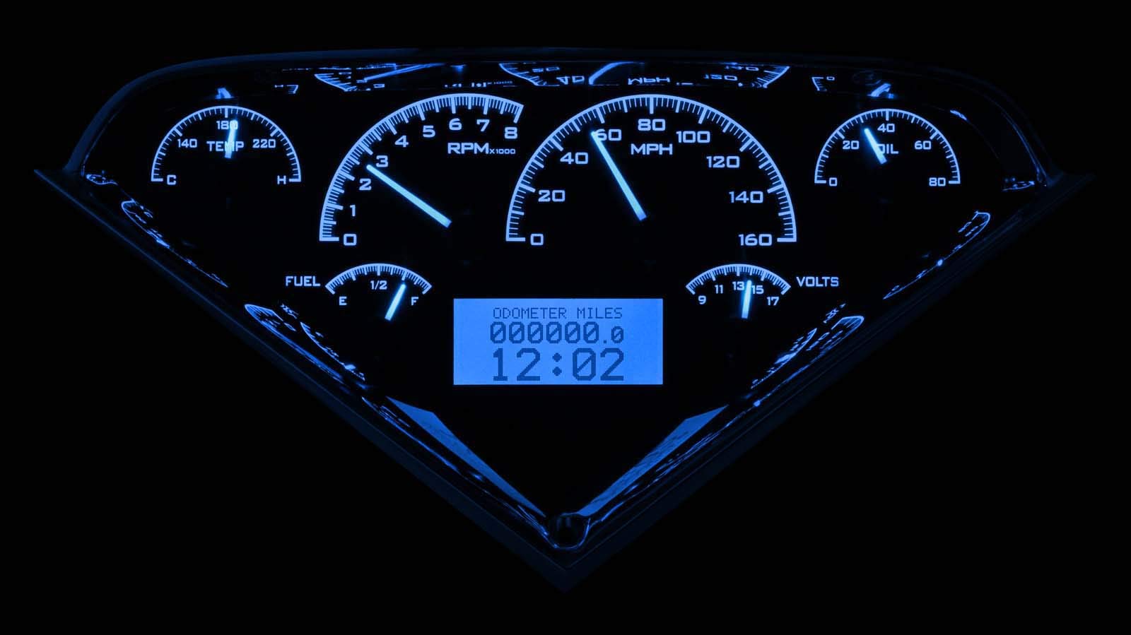 Dakota Digital VHX-55C-PU-C-B 55-59 Chevy Pickup Truck Analog Gauge Carbon Blue