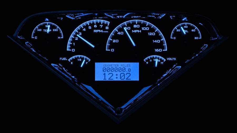 Dakota Digital VHX-55C-PU-C-B 55-59 Chevy Pickup Truck Analog Gauge Carbon Blue