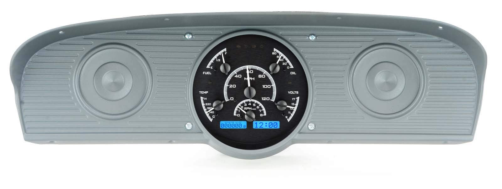 Dakota Digital VHX-61F-PU-K-B Analog Dash Gauge System Compatible with 1961-66 Ford Pickup Truck Black Alloy Blue Backlighting