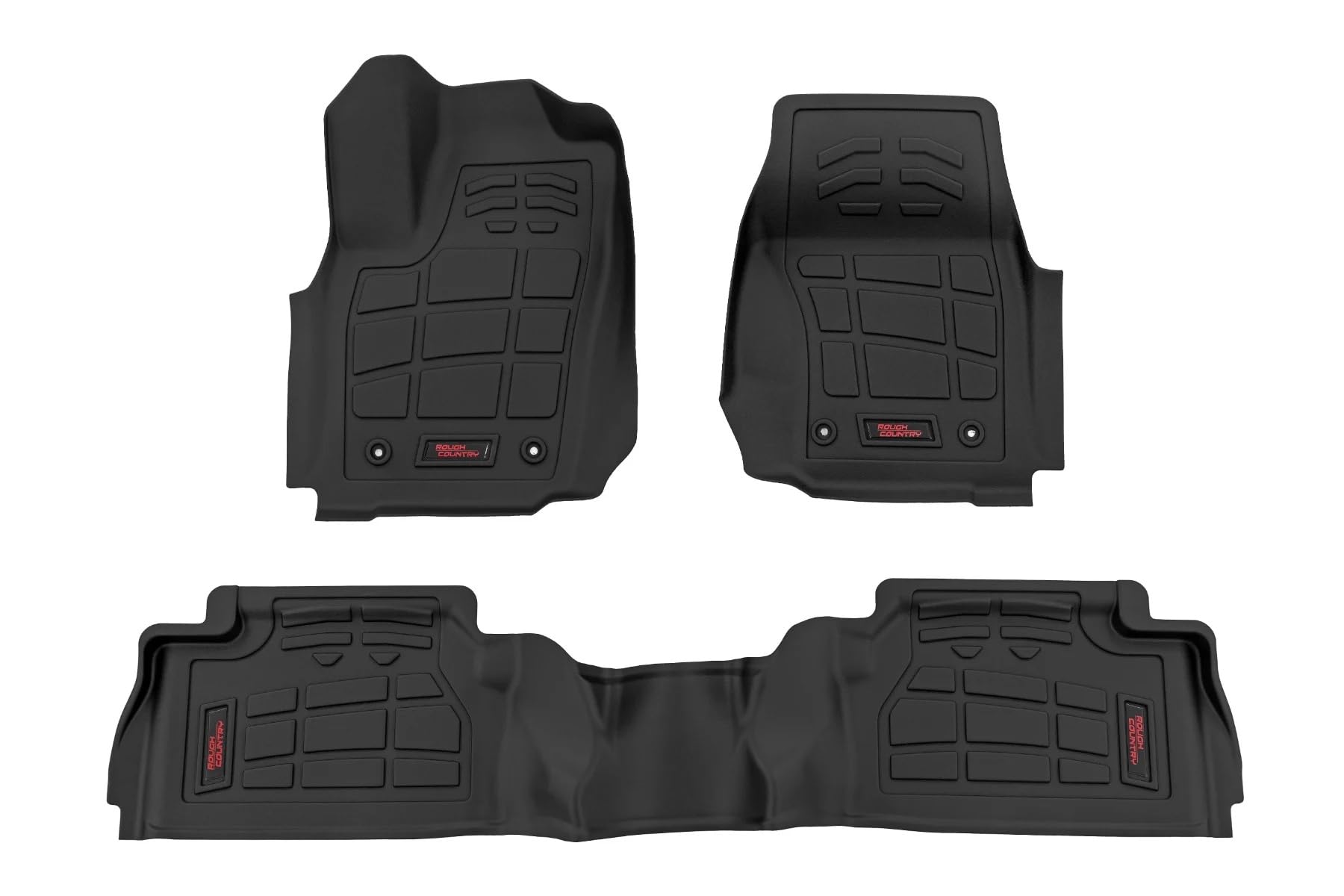 Sure-Fit Rough Country All Weather Floor Mats for Toyota Tacoma TRD Pro (2024-2025) Double Cab - Non-Slip, Waterproof Flexible Floor Mat, Front & Rear Set