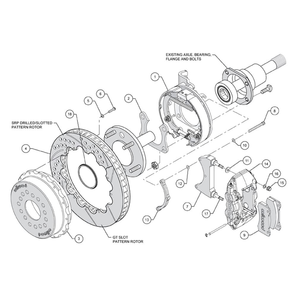 14.00" AERO4 Rear P-Brake Kit, Drilled