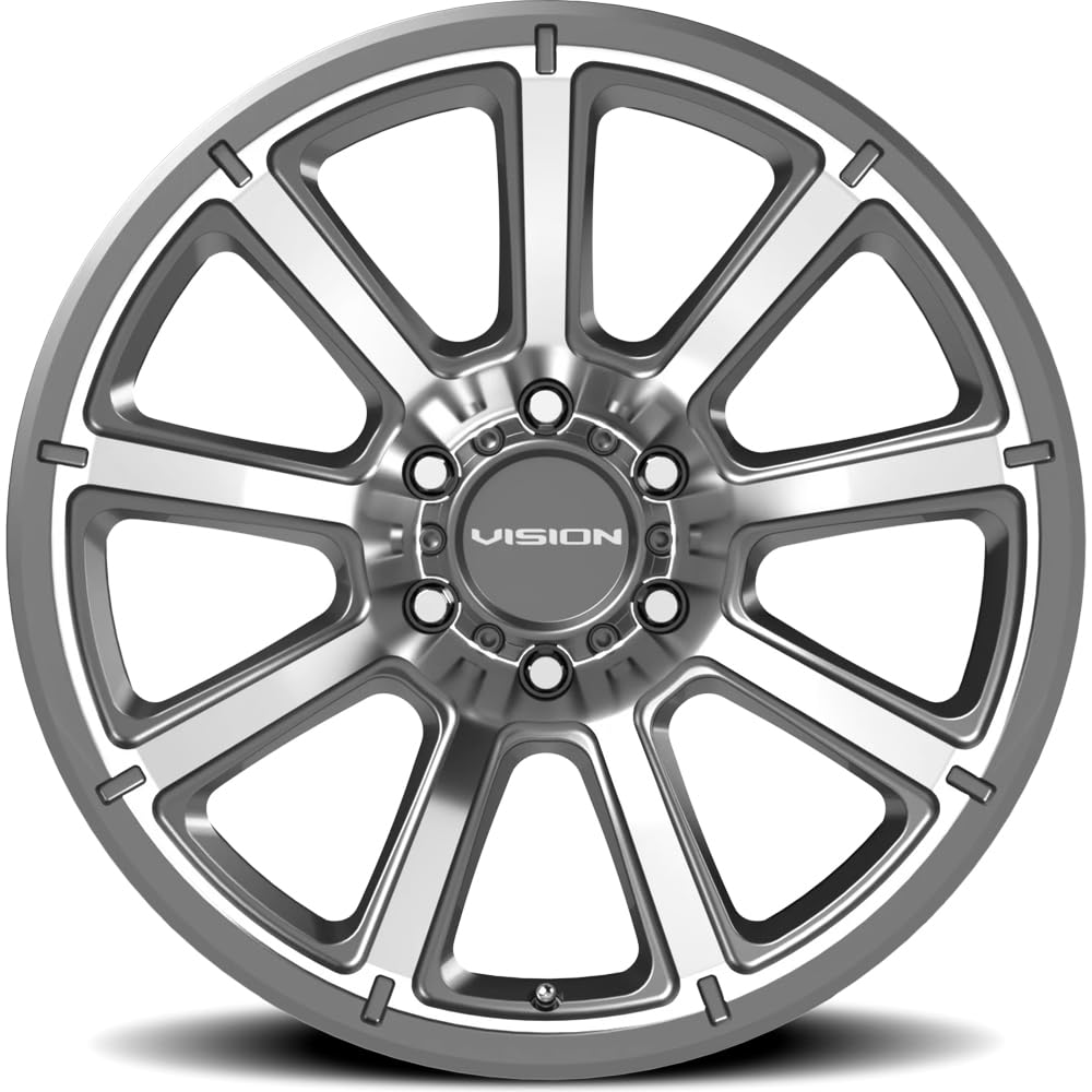 Custom Wheel Vision 353 TURBINE - 17x8.5, 18 Offset, 6x139.7 Bolt Pattern, 106.2mm Hub - Gunmetal with Machined Face Rim