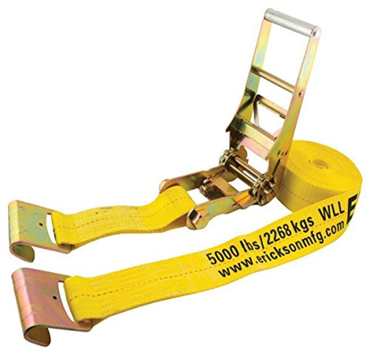 3" x 30' Yellow Erickson Ratchet Strap with Flat Hooks