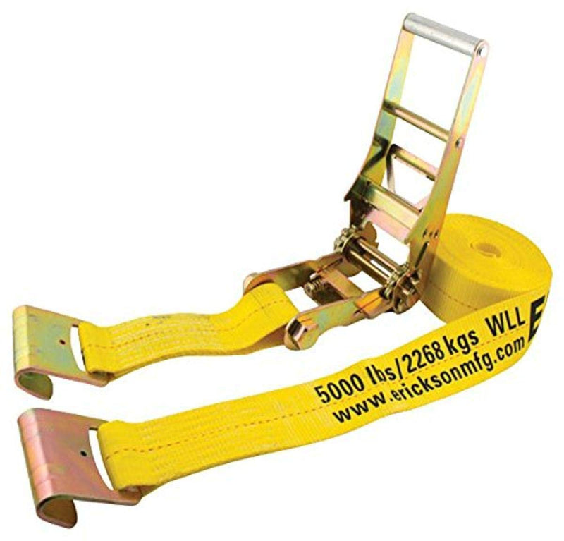 3" x 30' Yellow Erickson Ratchet Strap with Flat Hooks