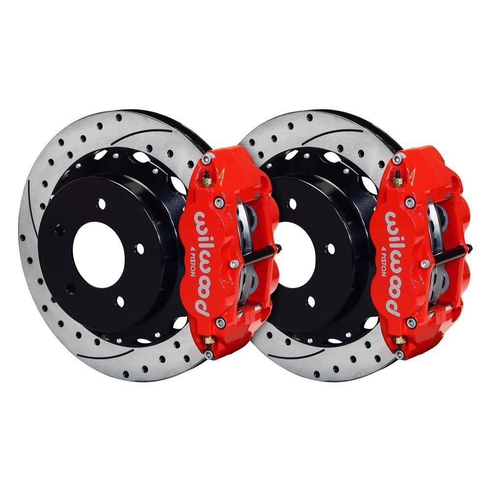 WILWOOD 140-11920-DR Rear Kit, FNSL4R, 12.88", Drilled, Red 84-87 Corvette C4