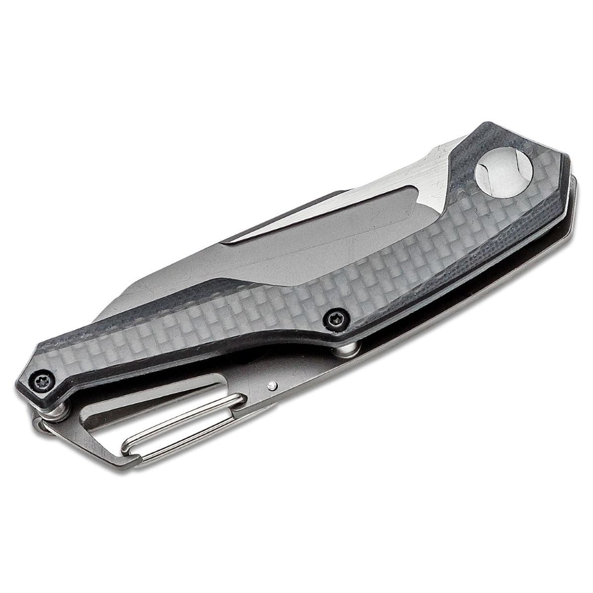 Lightweight Kershaw Reverb (1220) Folding Pocket Knife with 2.5 In. 8Cr13MoV Stainless Steel Blade; Features Carabiner Clip, Frame Lock, and Single Position Extra Deep Carry Pocket Clip; 1.6 oz.