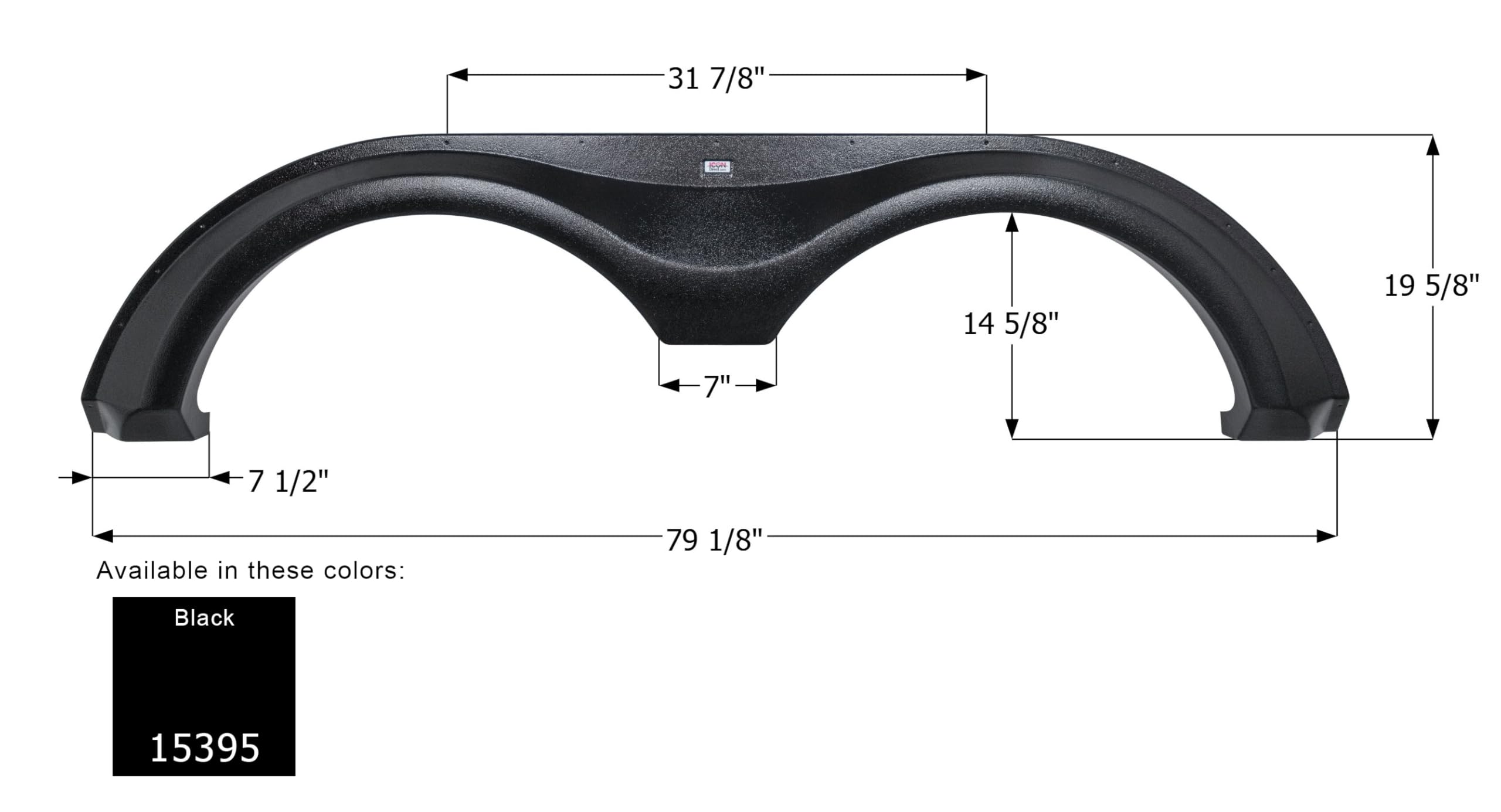 Tandem Axle Fender Skirt Icon 15395 for Forest River - Black