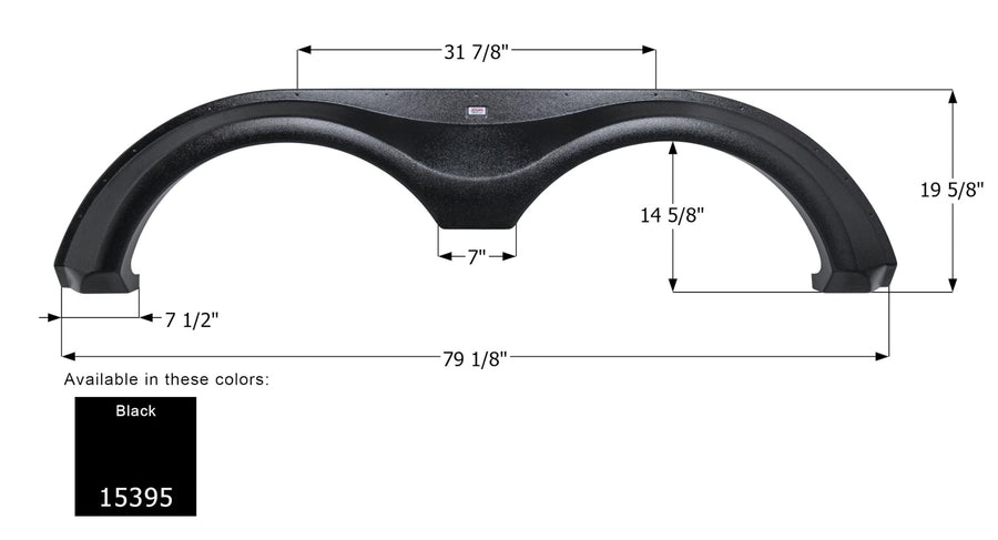 Tandem Axle Fender Skirt Icon 15395 for Forest River - Black