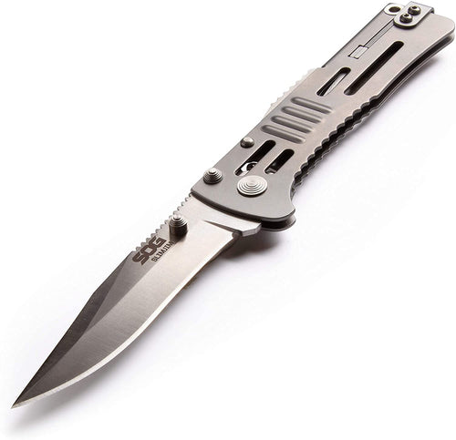 SOG Folding SlimJim Pocket Knife- SOG Assisted Technology w/ Tactile Bumps and Cutout Aid, Reversible Carry Clip, AUS-8 Stainless Steel Body (SJ31-CP), One Size, Hardcase Black