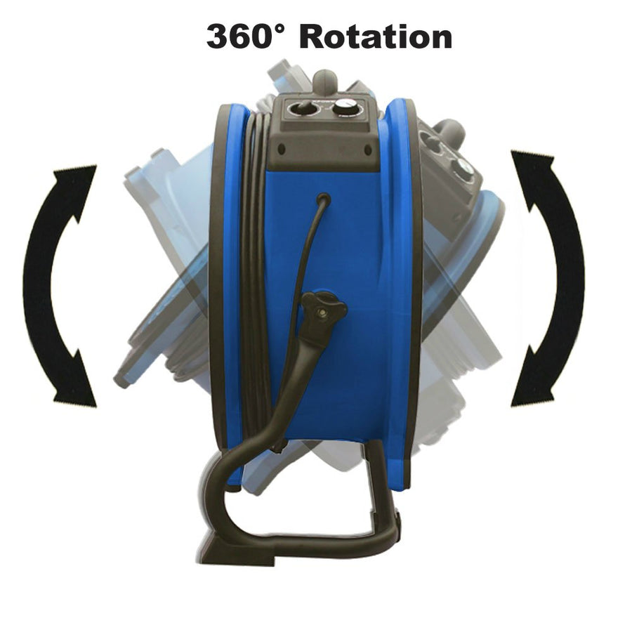 XPOWER Axial Fan X-48ATR — Heat-Resistant High-Velocity Industrial Utility Blower Fan — Sealed Motor w/ Power Outlets, Timer & Speed Control, Blue