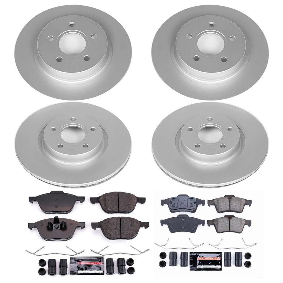 Power Stop Z23 Evolution Geomet Coated Brake Kit Front and Rear For Volvo S40 2004-2005, Volvo V50 2005 [Model Specific]