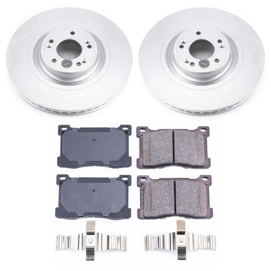 Power Stop Front Coated Brake Rotors and Z17 Ceramic Brake Pads Kit CRK6313 For Hyundai Equus 2012-2016, Kia K900 2015-2017 [Model Specific]