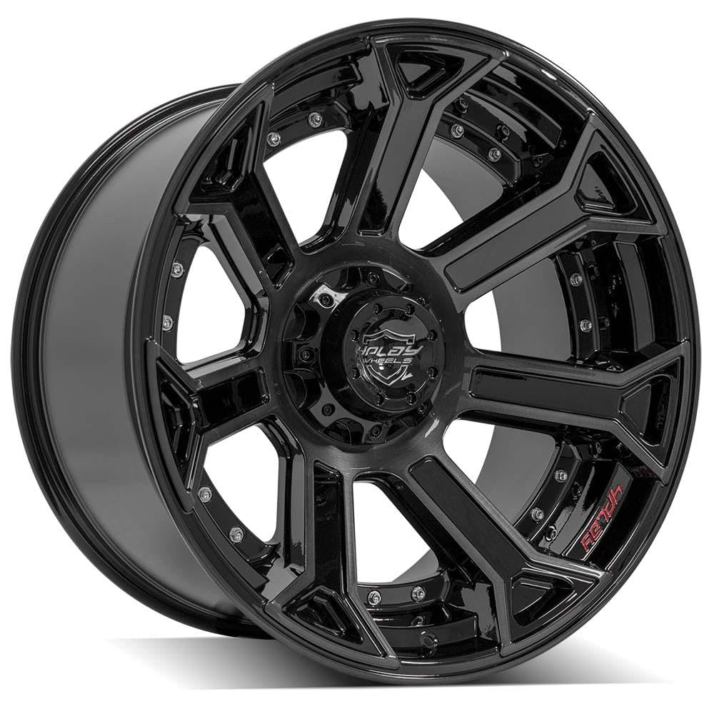 4PLAY Wheels 22 Inch 4P70 Rim Fits 6x135 & 6x139.7 22x12 Gloss Black Brushed with Tinted Clear (1)