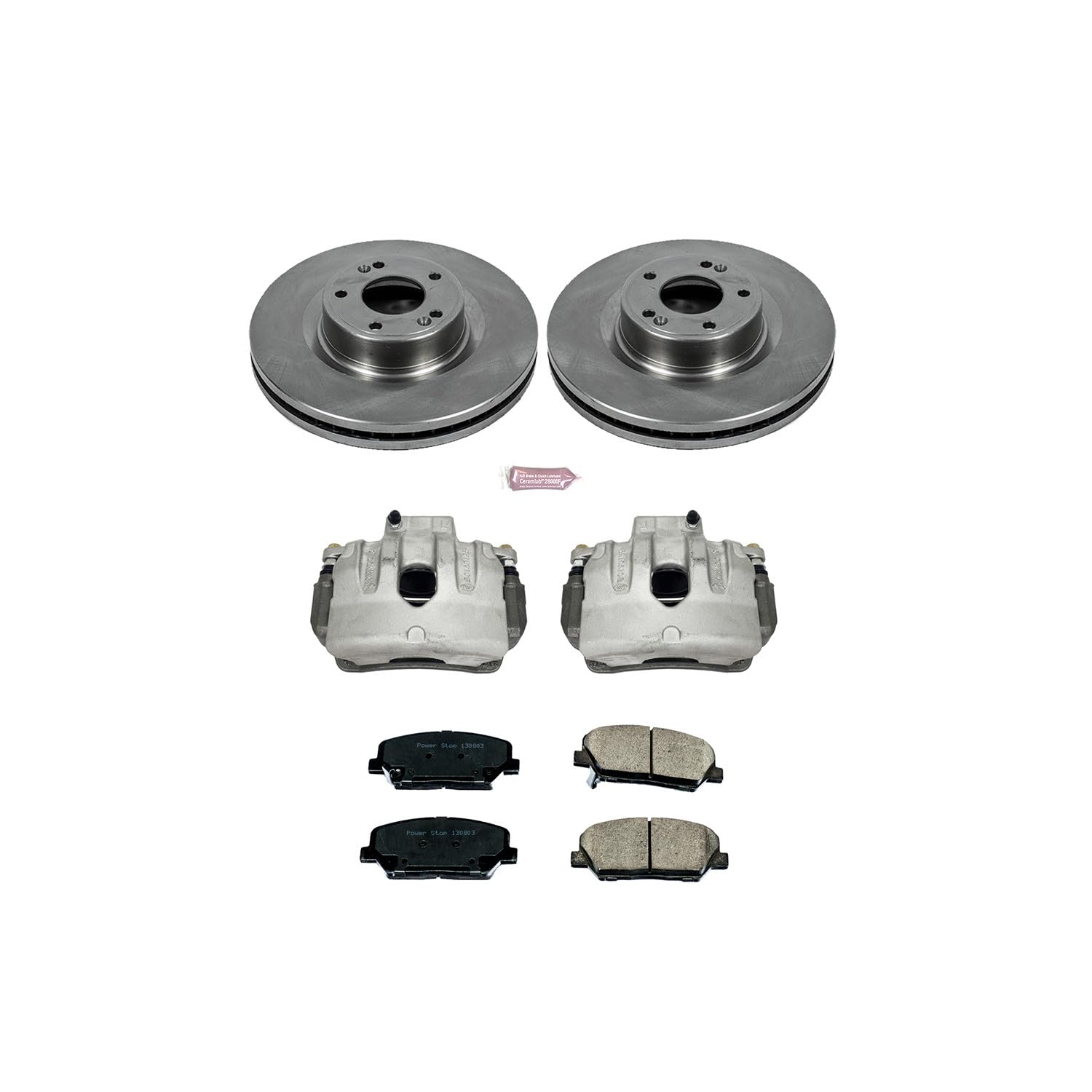 Power Stop KCOE6169 Replacement Autospeciality Front Caliper Kit- OE Rotors, Ceramic Brake Pads, Calipers For Hyundai Genesis Coupe 2010-2016 [Model Specific]