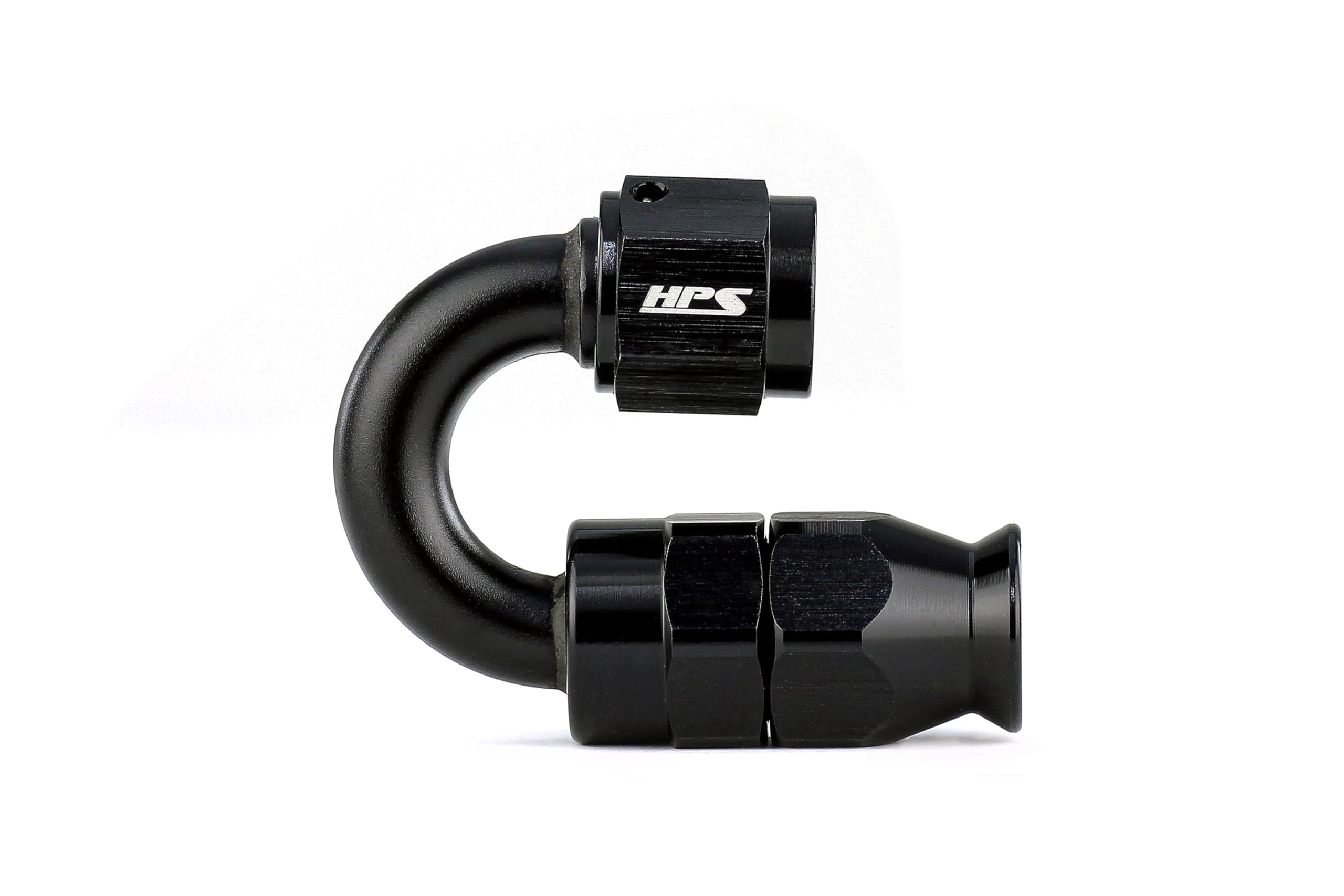 350 Series HPS 350-1808 Aluminum Hose End Fitting for Stainless Steel Reinforced PTFE Flex Hose, Fitting Size: AN-8, Angle: 180 degree, Black