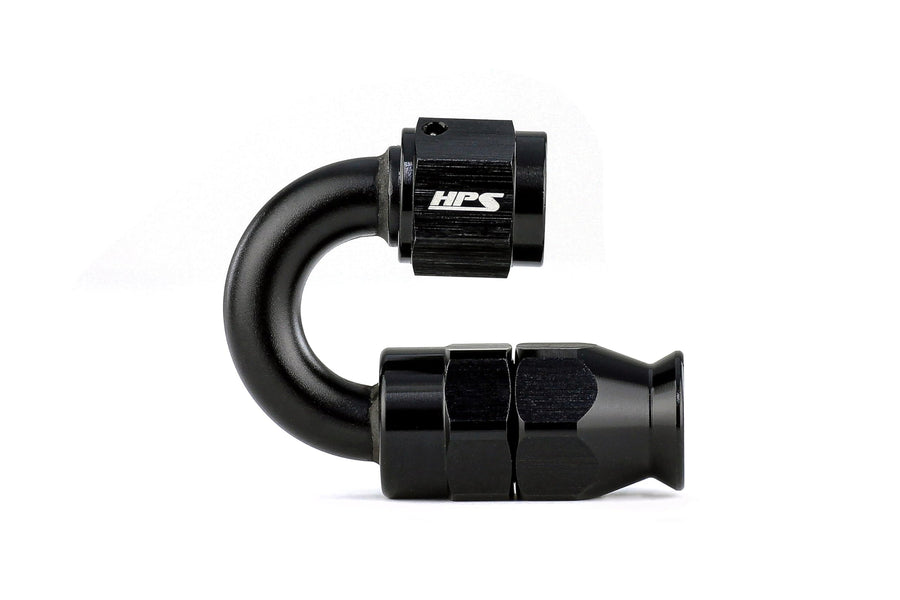 350 Series HPS 350-1808 Aluminum Hose End Fitting for Stainless Steel Reinforced PTFE Flex Hose, Fitting Size: AN-8, Angle: 180 degree, Black