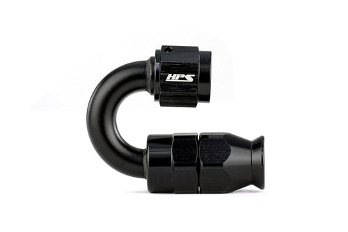 350 Series HPS 350-1808 Aluminum Hose End Fitting for Stainless Steel Reinforced PTFE Flex Hose, Fitting Size: AN-8, Angle: 180 degree, Black