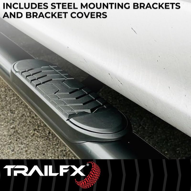Truck Running Board TrailFX A7064B Fits Chevy Silverado 1500 Extended Cab 2007-2018 Oval 5 Nerf Bar Black Powder-Coated Steel Side Step Running Boards 300lb Capacity No-Drill Install