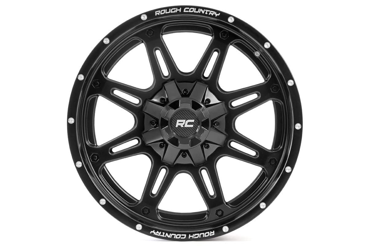 Rough Country One-Piece 94 Series Aluminum Wheel - 20x10, 5x5"/5x4.5" Bolt Pattern, 18mm Offset, Matte Black
