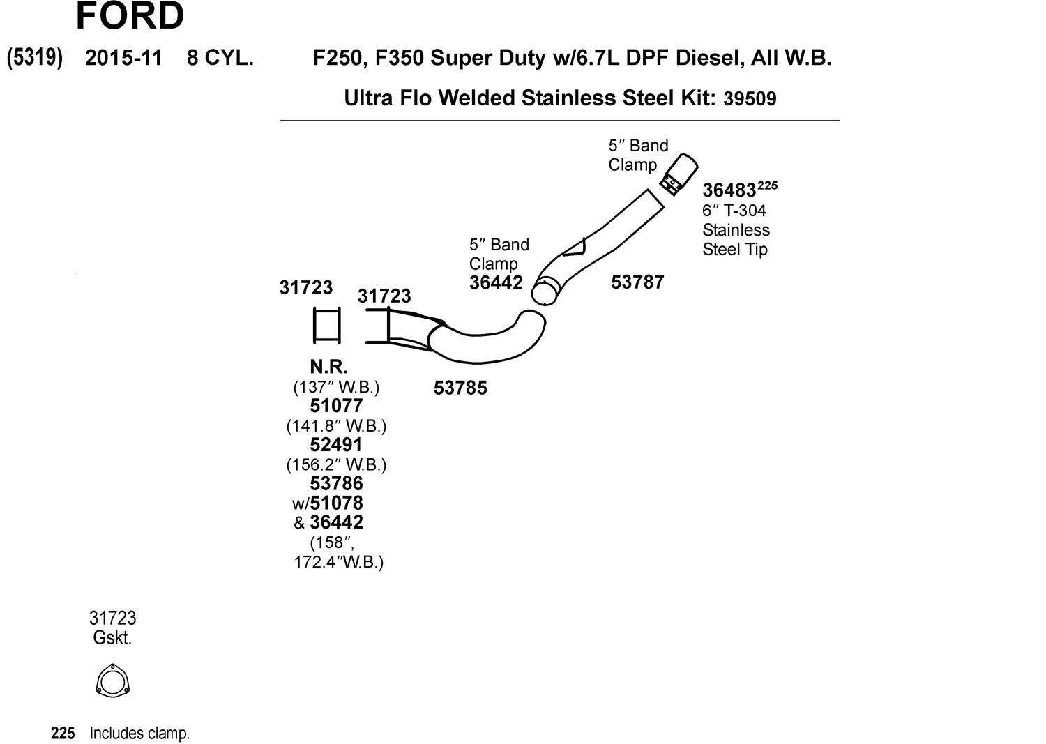 Exhaust Pipe Flange Gasket Dynomax 31723 for Ford F-250 Super Duty