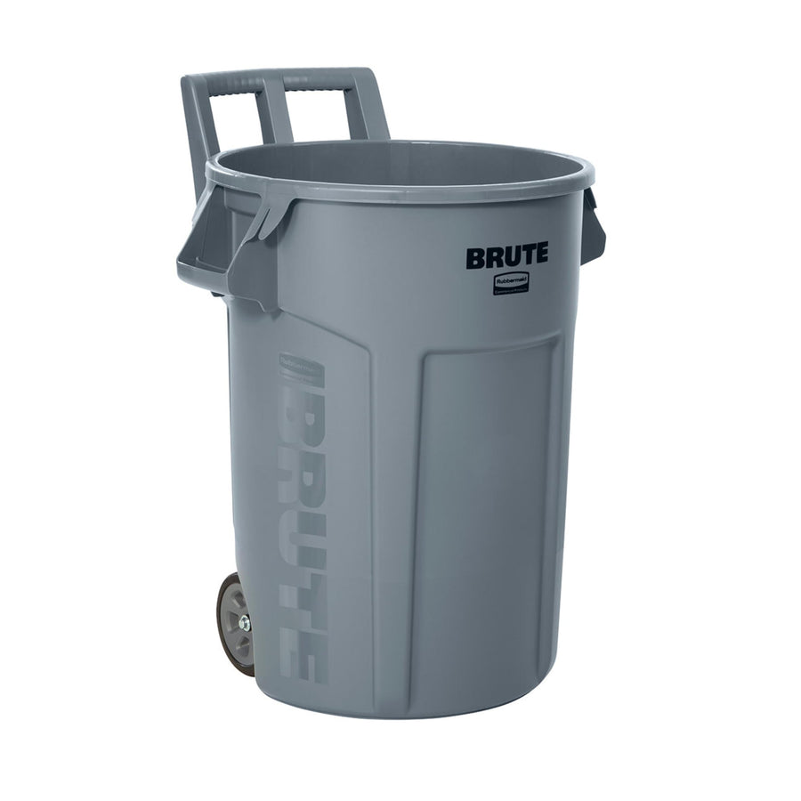 Rubbermaid Commercial Products Wheeled Vented Brute Trash Container, 32 Gal Gray, for Landscapers/Construction Sites/Restaurants/Back of House/Offices/Warehouses/Commercial Environments