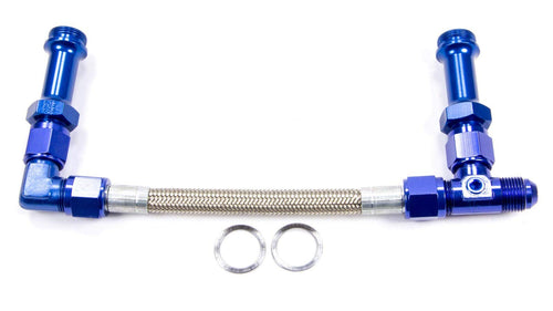 Fragola Fuel Line Carburetor, 8 AN Male Inlet, Dual 7/8-20 in Male Outlets, Braided Stainless Hose, Blue/Silver, Holley 4150, Kit