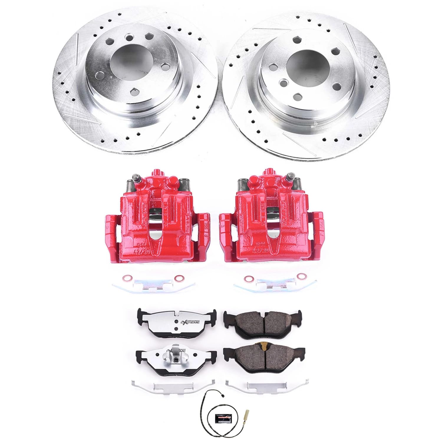 Power Stop Z26 KC5981-26 Street Warrior Rear Caliper Kit-Drilled/Slotted Rotors, Carbon Ceramic Brake Pads & Calipers For BMW 328i 2011-2013 [Model Specific]
