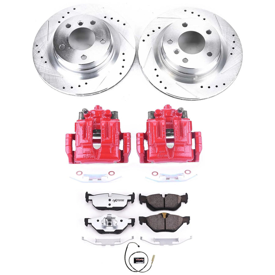Power Stop Z26 KC5981-26 Street Warrior Rear Caliper Kit-Drilled/Slotted Rotors, Carbon Ceramic Brake Pads & Calipers For BMW 328i 2011-2013 [Model Specific]