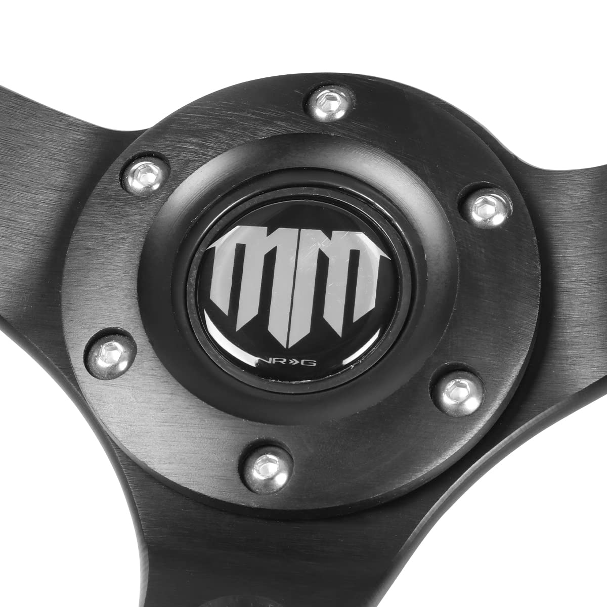 NRG Innovations Reinforced Steering Wheel NRG-RST-020MB-MM 3" Deep, 5 mm Spoke with Two Solid Spokes of, Alcantara Finish with Black Stitching