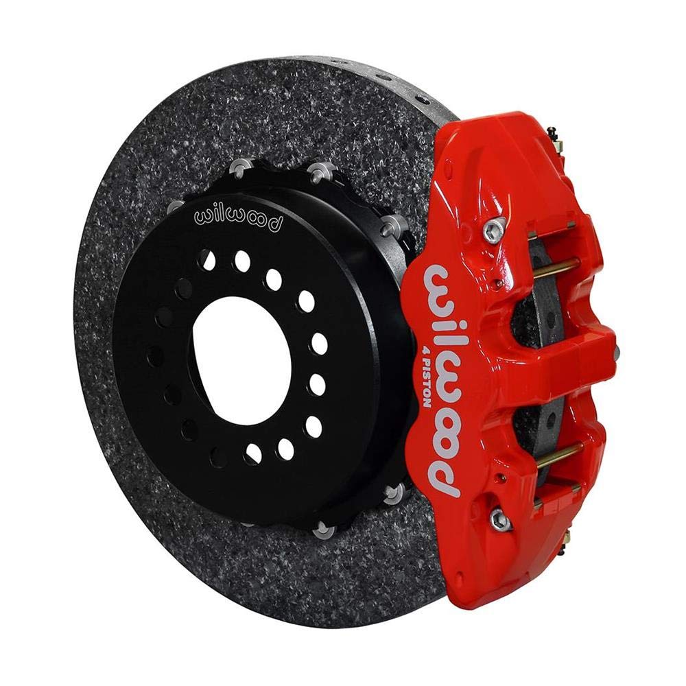 Wilwood 140-12757-CSICR - Carbon-Ceramic Rotor Street Performance AERO4 Caliper Rear Brake Kit with Parking Brake Assembly