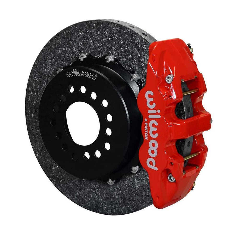 Wilwood 140-12757-CSICR - Carbon-Ceramic Rotor Street Performance AERO4 Caliper Rear Brake Kit with Parking Brake Assembly