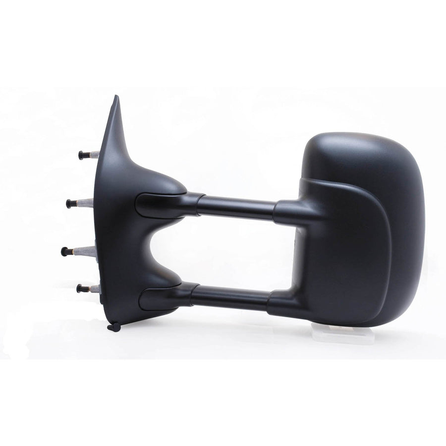 K Source Extendable Driver Side Towing Mirror for 2002-2014 E Series, Textured Black, Manual, Adjustable, Dual Lens, Flat Mirror, Foldaway
