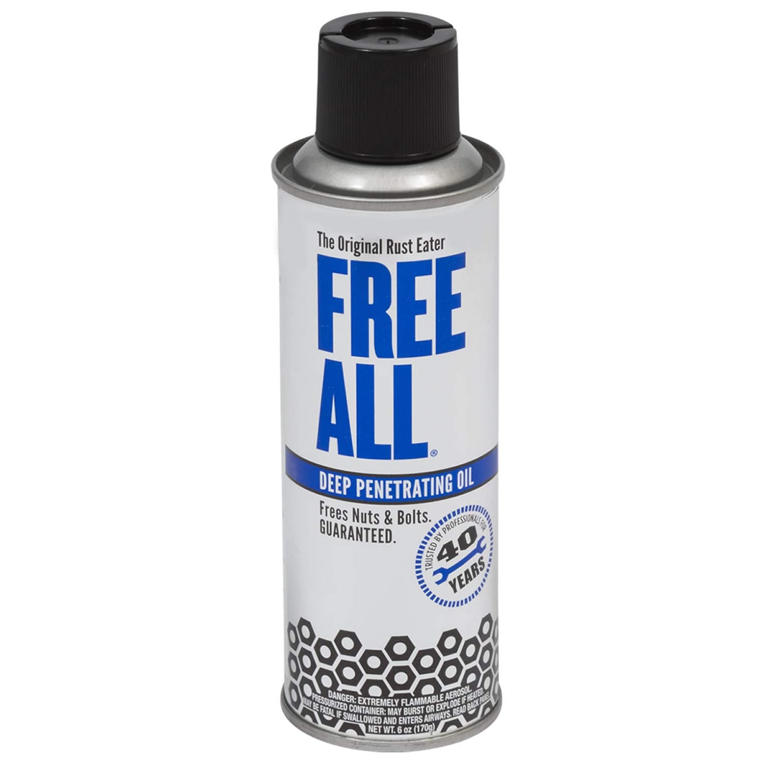 All Free Rust Eater Deep Penetrating Oil, 6 oz Aerosol – Loosens Rusted Bolts, Nuts, Pipe Connections & Locks – Industrial-Grade Rust Remover, Silicone-Free Formula, Safe for Paint & Plastic Surfaces