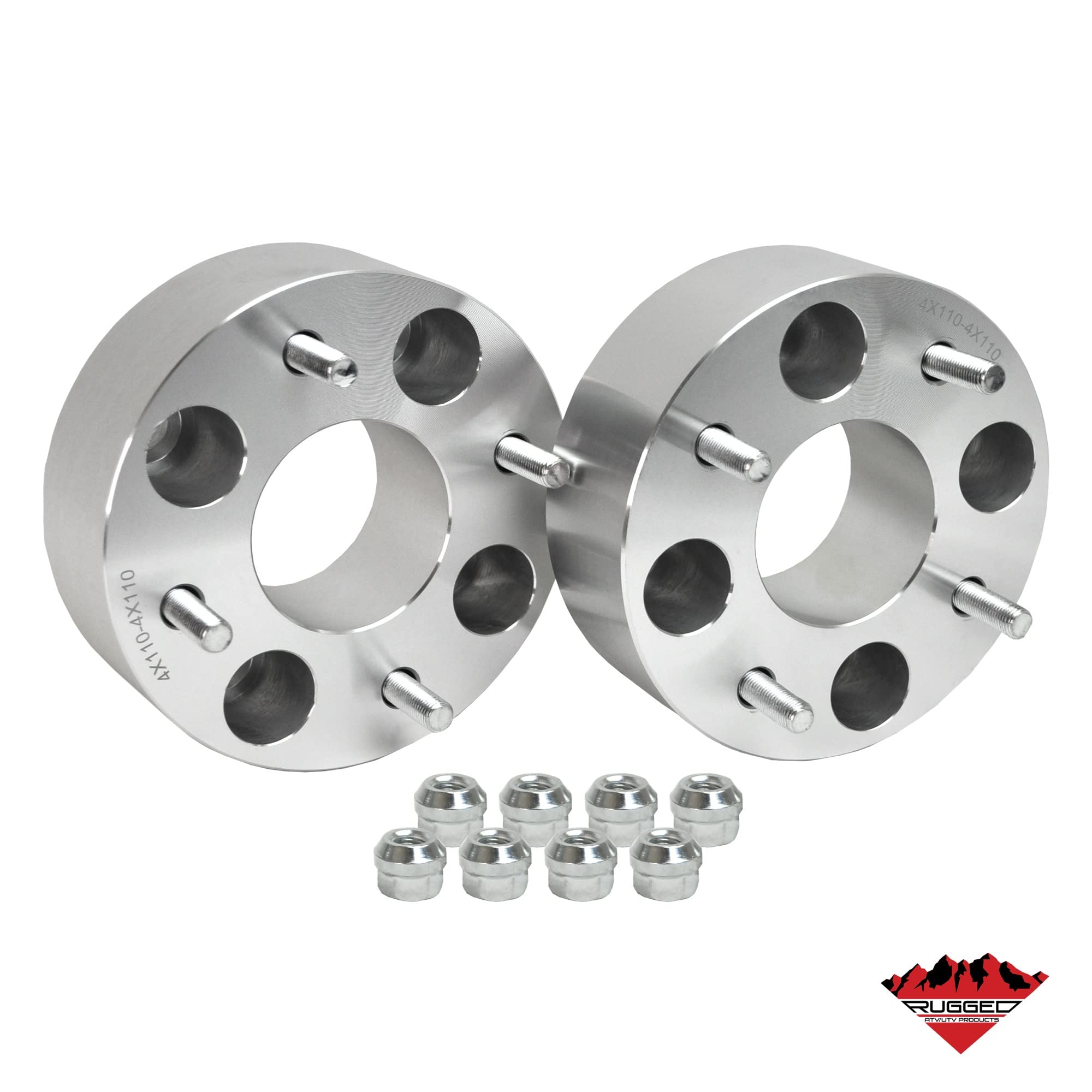 Rugged Wheel Front/Rear Spacer (1982-2023) Honda/Yamaha/Suzuki/Kawasaki/Bombardier/CFMOTO/Polaris, TRX/KingQuad/Kodiak/RZR/CFORCE, Aluminum Alloy, Bolt Pattern:4x110mm;Thread M10x1.25;Thickness: 2"